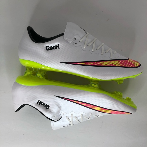 Nike Men's Rare Mercurial Vapor X FG 648553 170 White Yellow Cleats Size 10.5 - Picture 6 of 11